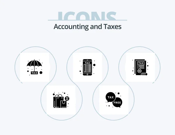 Taxes Glyph Icon Pack Icon Design Document Online Banking Tax — Stock vektor