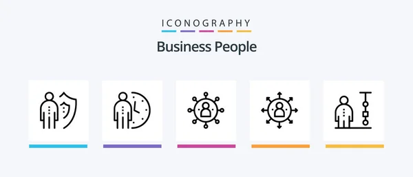 Business People Line Icon Pack Включая Группу Браузер Планирование Возможность — стоковый вектор