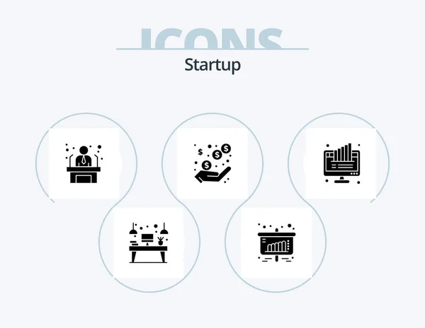 Startup Glyph Icon Pack Icon Design Graph Revenue Sales Profit — Archivo Imágenes Vectoriales