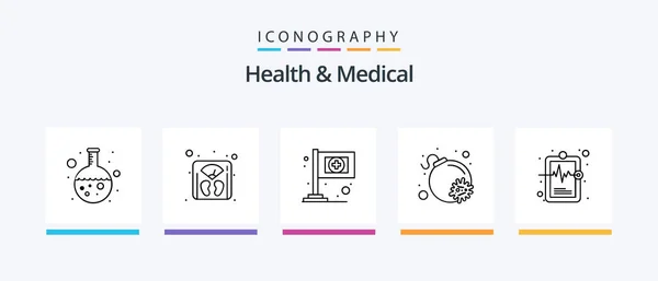 Health Medical Line Icon Pack Including Medical Beat Bacteria Surgical — Stok Vektör