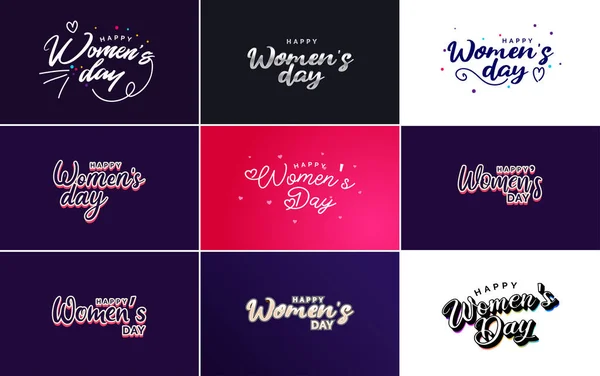 Abstract Happy Women Day Logo Love Vector Design Pink Red — Wektor stockowy