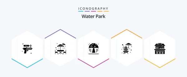 Water Park Glyph Icon Pack Including Park Park Water Park — Stok Vektör