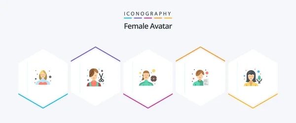 Female Avatar Flat Icon Pack Including Avatar Analyst Female Accountant — Stockvector