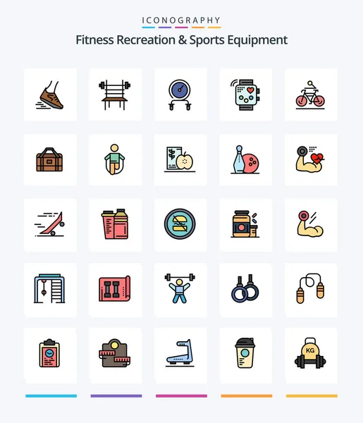 Creative Fitness Recreation Sports Equipment Line Filled Icon Pack Fitness — Stockvektor