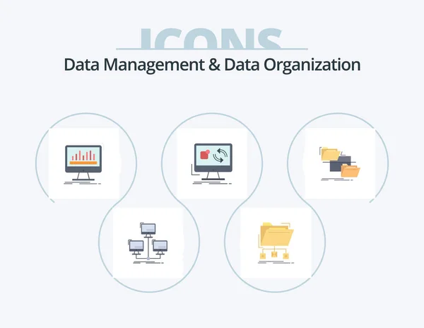 Data Management Data Organization Flat Icon Pack Icon Design Application — Stok Vektör