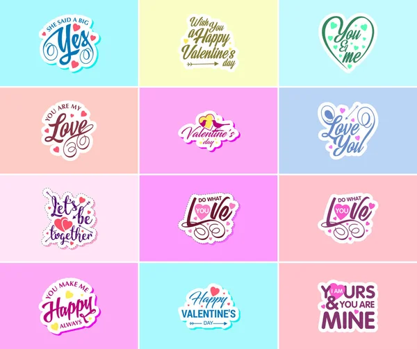 Valentine Day Time Love Beautiful Visual Stickers — Stok Vektör