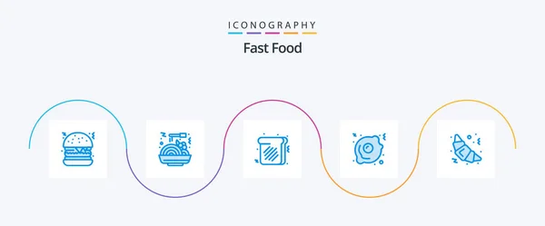 Fast Food Blue Icon Pack Including Food Food Croissant — Vector de stock