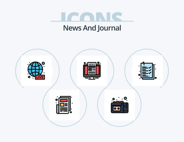 News Line Filled Icon Pack Icon Design Clipboard News Paper — Image vectorielle