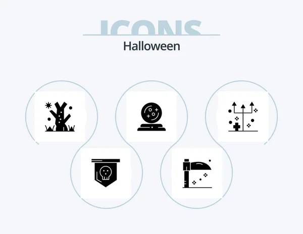 Halloween Glyph Icon Pack Icon Design Horror Frightening Holiday Eve — Stok Vektör