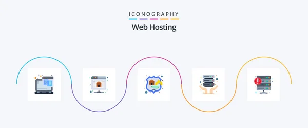 Web Hosting Flat Icon Pack Including Hosting Crash Firewall Shared — Archivo Imágenes Vectoriales
