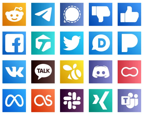 Modern Social Media Icons Disqus Twitter Facebook Tagged Icons Creative — Stock Vector