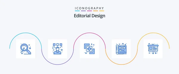 Editorial Design Blue Icon Pack Including Art Document Difference Design — 图库矢量图片