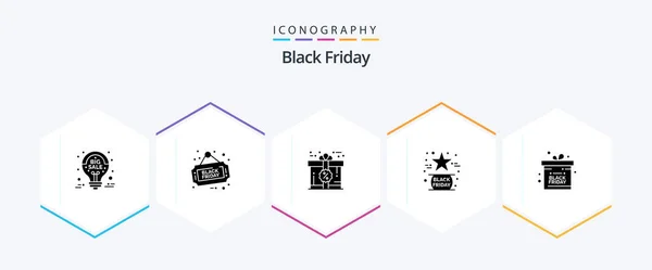 Black Friday Glyph Icon Pack Including Star Friday Shop Favorite — Stockvektor