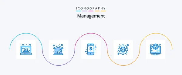 Management Blue Icon Pack Including Management Business Business Seo Management — Vector de stock