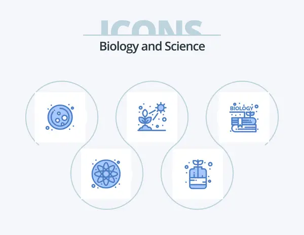 Biology Blue Icon Pack Icon Design Content Grow Molecule Plant — 图库矢量图片