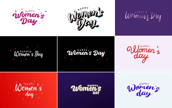International Women Day Vector Hand Written Typography Background — Vetor de Stock