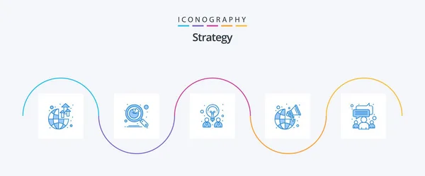 Strategy Blue Icon Pack Including Chat Marketing Search Global Partnership — Διανυσματικό Αρχείο