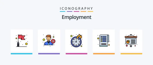 Employment Line Filled Icon Pack Including Job Search Thinking Employee — Vettoriale Stock