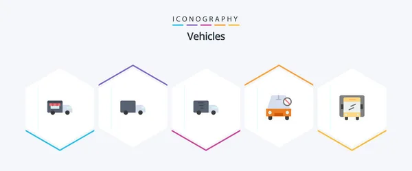 Vehicles Flat Icon Pack Including Lorry Slash Lorry Disabled — Vector de stock