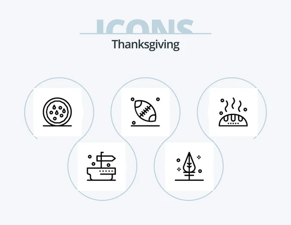 Thanks Giving Line Icon Pack Icon Design Thanksgiving Blowing Hat — Vetor de Stock
