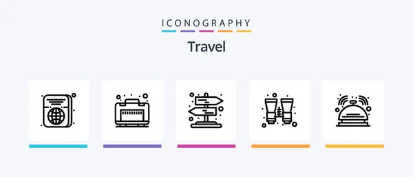 Travel Line Icon Pack Including Travel Binoculars Luggage Binocular Garbage — Stockvektor