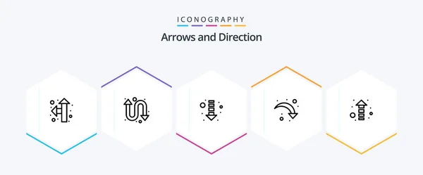 Arrow Line Icon Pack Including Direction — Vetor de Stock