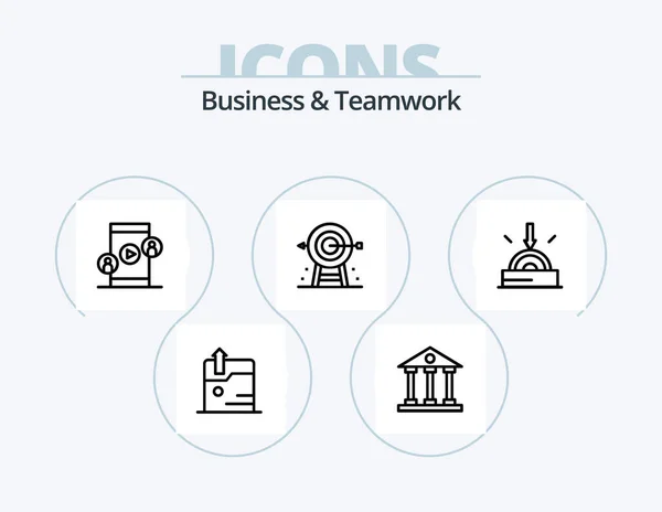 Business Teamwork Line Icon Pack Icon Design Співпраця Бізнес Фінанси — стоковий вектор