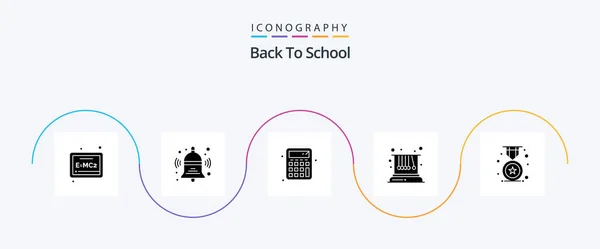 Back School Glyph Icon Pack Including School Badge Calculate Award — Vettoriale Stock
