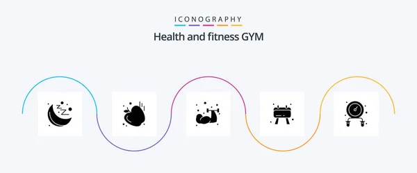 Gym Glyph Icon Pack Including Fitness Exercise Exercise Checklist — 图库矢量图片