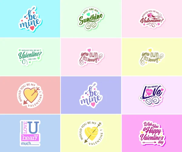 Express Your Love Valentine Day Typography Graphic Design Stickers — Stok Vektör