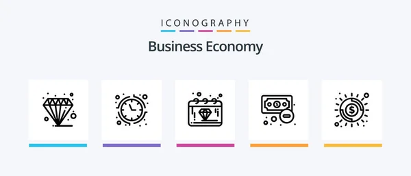 Economy Line Icon Pack Including Economy Banking Document Stock Economy — Vettoriale Stock