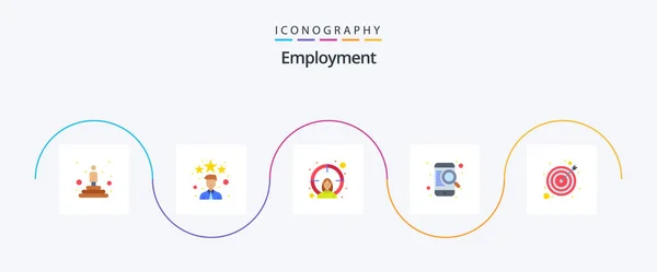 Employment Flat Icon Pack Including Strategy Online Employee Search Find — Stok Vektör