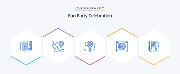 Party Blue Icon Pack Including Loudspeaker Sound Fun Party Mix — Wektor stockowy
