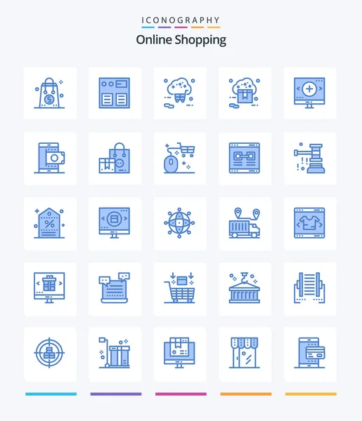 Creative Online Shopping Blue Icon Pack Store Online Shopping Cloud —  Vetores de Stock