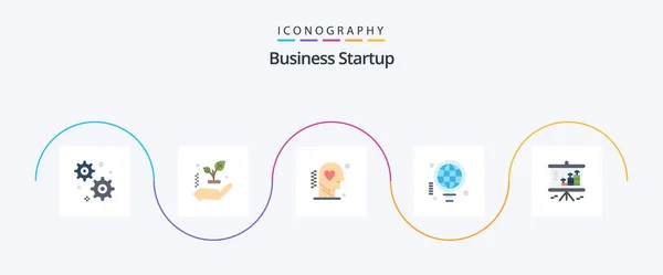 Business Startup Flat Icon Pack Including Graph Chart Process Analysis — Wektor stockowy