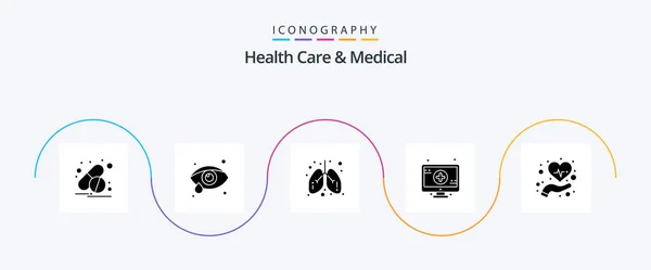 Health Care Medical Glyph Icon Pack Including Healthcare Lungs Health — Wektor stockowy