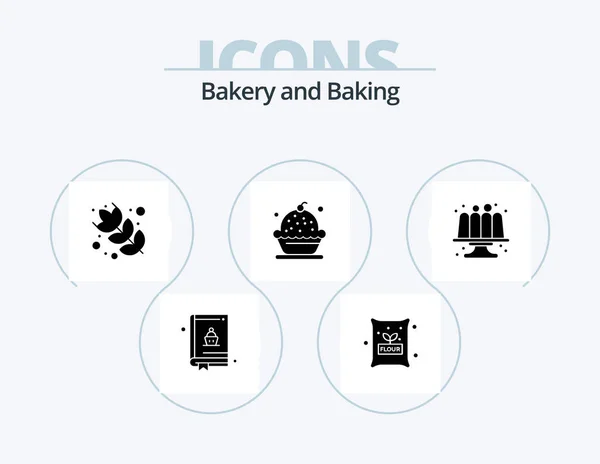 Baking Glyph Icon Pack Icon Design Cake Baked Food Pie — Stock vektor