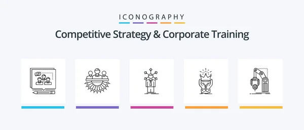 Competitive Strategy Corporate Training Line Icon Pack Including Innovation Concept - Stok Vektor