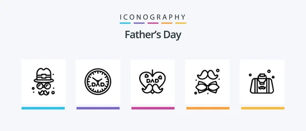 Fathers Day Line Icon Pack Including Fathers Day Gentleman Family — Stock Vector