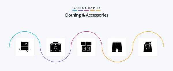 Clothing Accessories Glyph Icon Pack Including Shop Fashion Bag Dress — Stockvektor