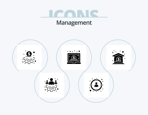 Management Glyph Icon Pack Icon Design Business Online Business Management — Stockvector