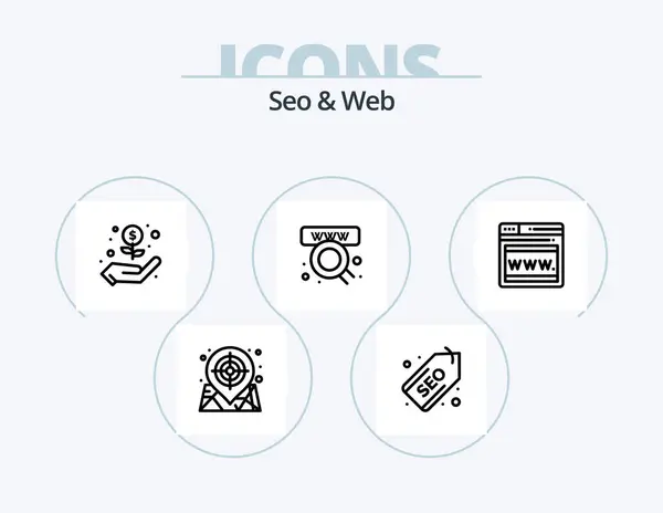 Seo Web Line Icon Pack Icon Design Video Location Web — Stockvector