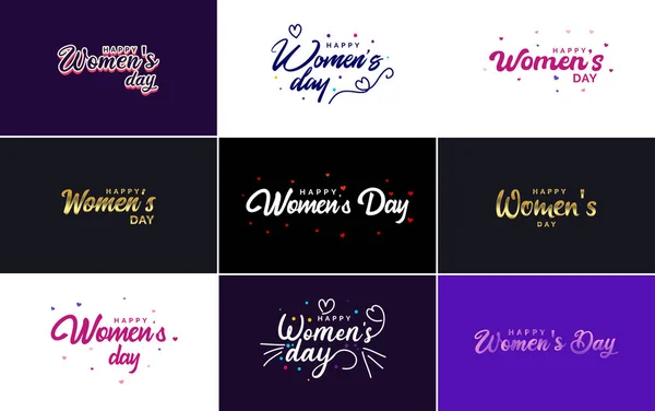 International Women Day Vector Hand Written Typography Background — 图库矢量图片