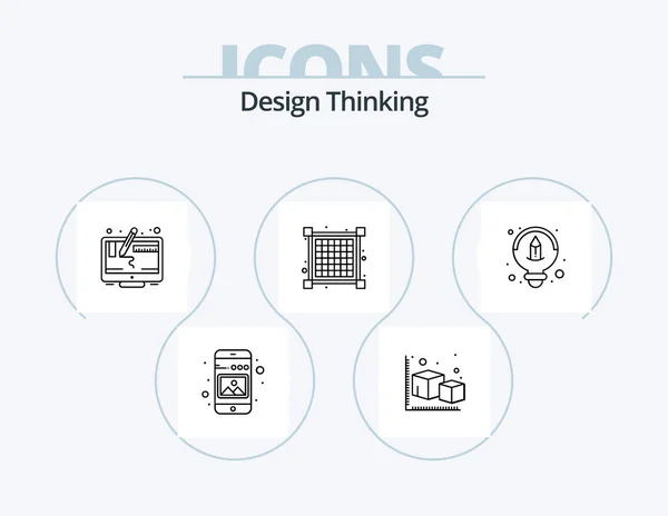 Design Thinking Line Icon Pack Icon Design Cdr Format Zoom — Vetor de Stock