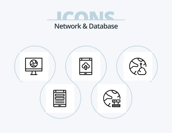 Network Database Line Icon Pack Icon Design Digital Connection Smartphone — Vettoriale Stock
