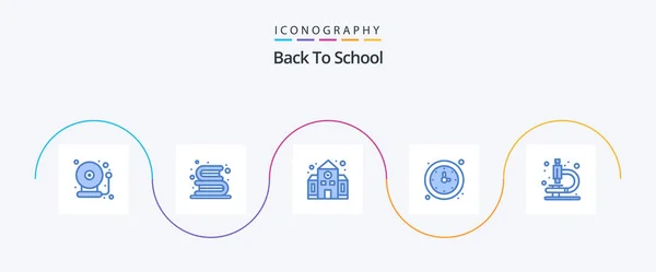 Back School Blue Icon Pack Including Watch Time Read School — Archivo Imágenes Vectoriales
