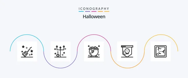 Halloween Line Icon Pack Including Halloween Skull Trident Horror Board — Stok Vektör