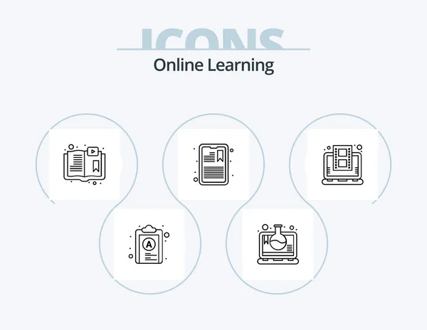 Online Learning Line Icon Pack Icon Design Calendar Doc File — Wektor stockowy