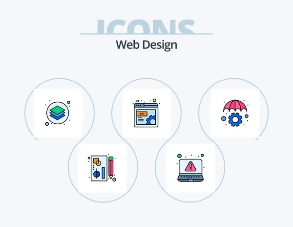 Web Design Line Filled Icon Pack Icon Design Design Layer — Stok Vektör