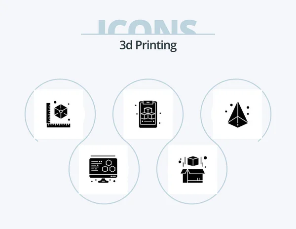 Printing Glyph Icon Pack Icon Design Laser Cube Geometric Clipboardd — Stockvektor
